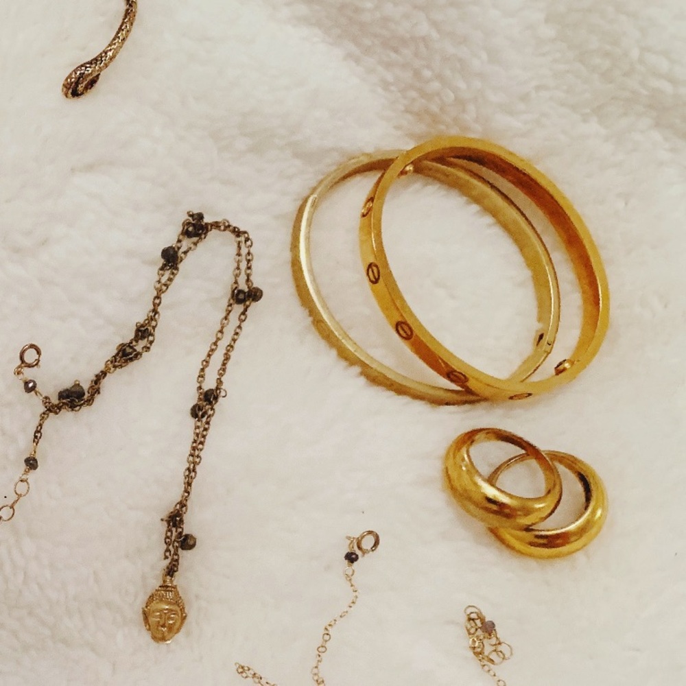 Gold Screw Bangle Bracelet With Snap Closure